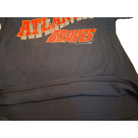 Logo 7 Vintage 90s Atlanta Braves MLB T-shirt Mens Medium Single Stitch Baseball - Picture 3 of 5